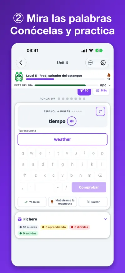 ② Mira las palabras Conócelas y practica