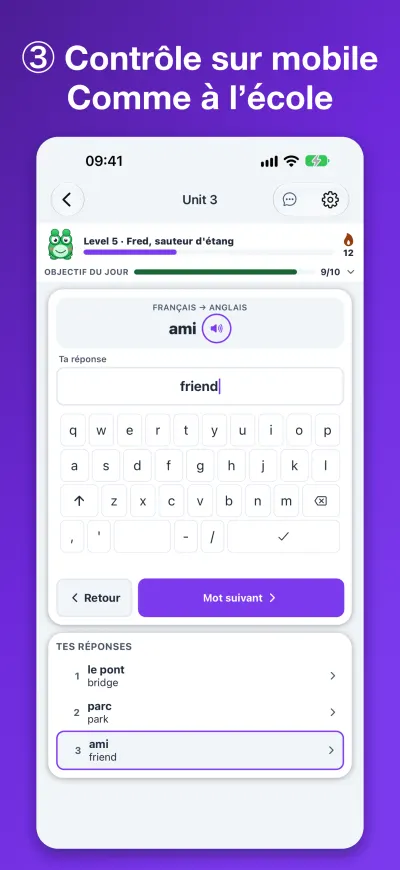 ③ Contrôle sur mobile Comme à l’école